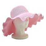 Wide Brim Paper Straw Hat w/ Soft Wavy Brim - Pink - HT-ST146PK